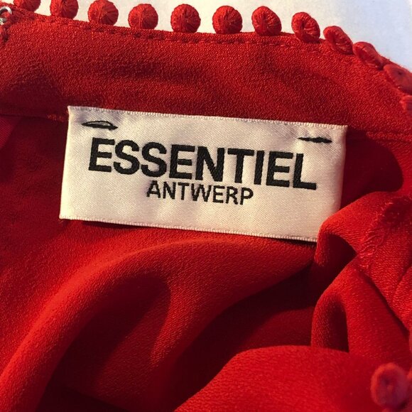 Essentiel Antwerp Vibrant Red Guipure Lace Dress - 3/4 Sleeves - Picture 4 of 5